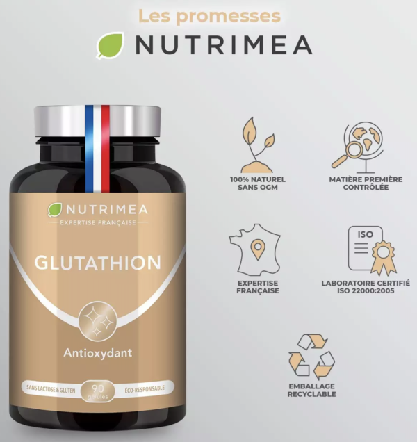 法国 Nutrimea Glutathion 谷胱甘肽 美白亮肤抗氧化内服胶囊 90粒