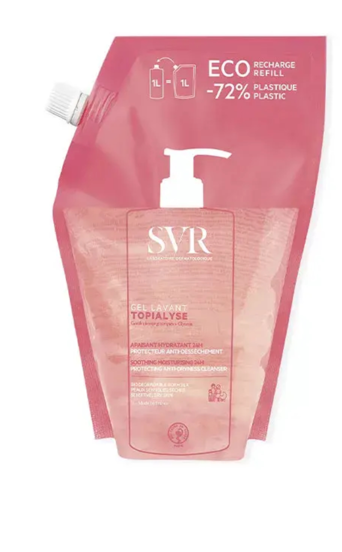 最后清仓环保补充包装1升装 法国SVR gel lavant干性 特干性 不耐受肌肤 洗护一体沐浴啫喱 全家适用 新生儿开始