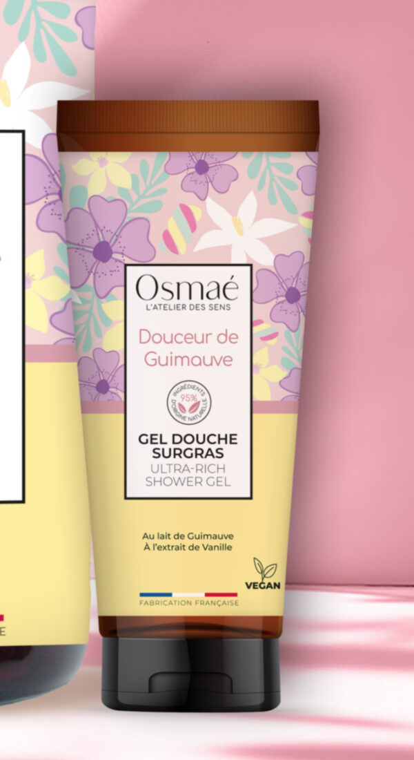 法国 OSMAE 甜蜜呵宠植护盈润洁面沐浴二合一清洁啫喱露200ml - 棉花糖香Douceur de Guimauve